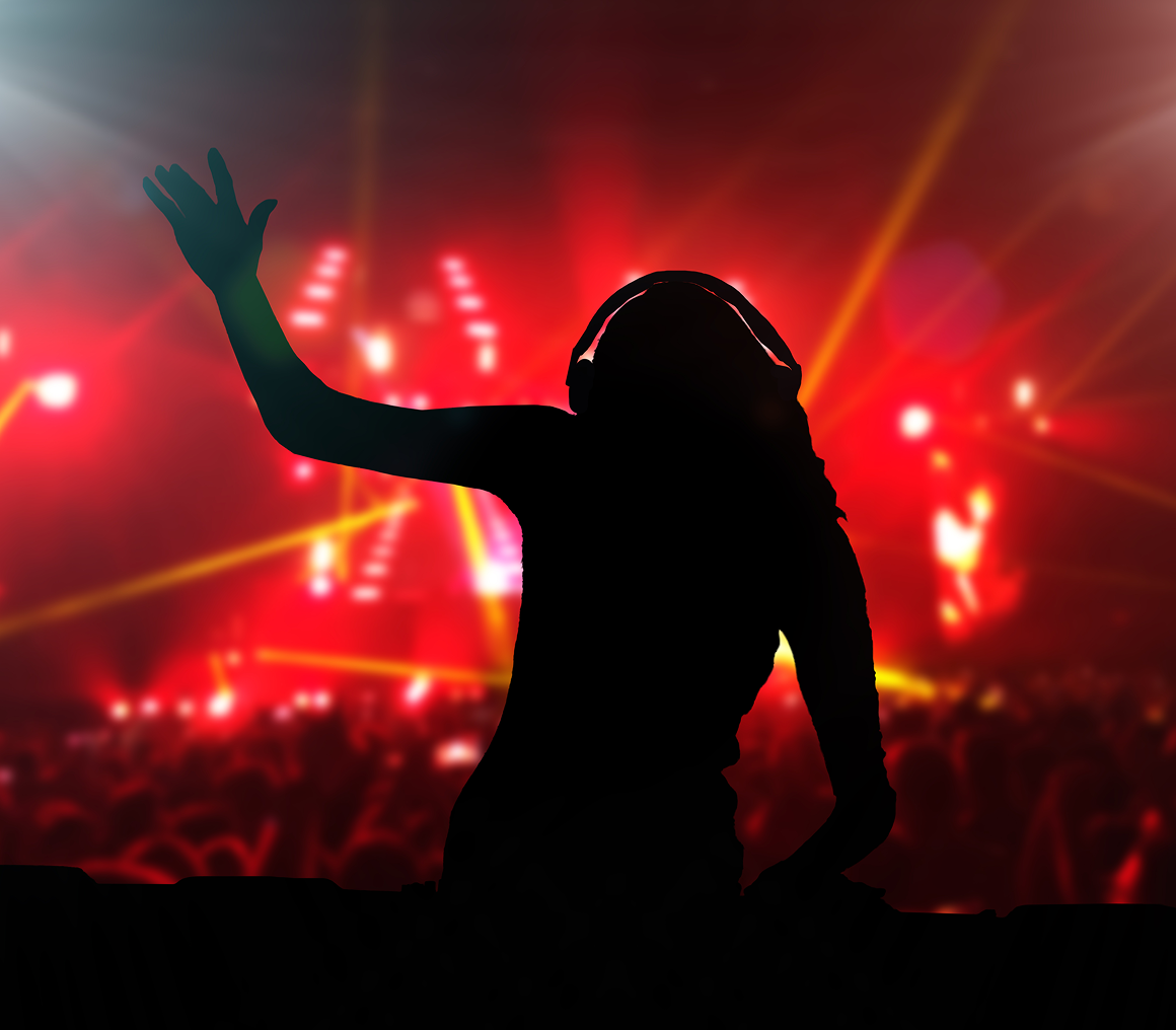 Party scene with DJ and lights