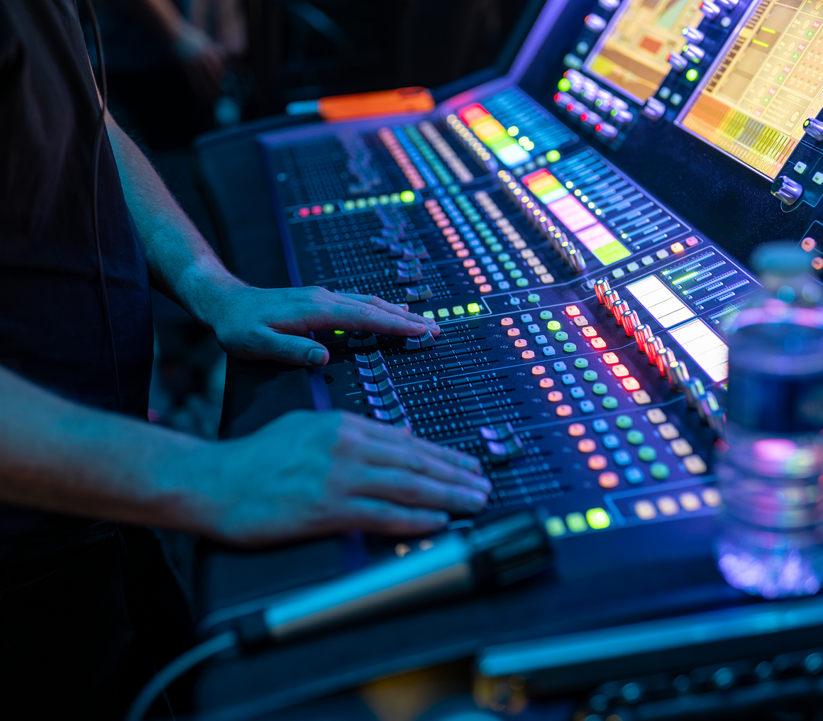 Hands on audio mixing console
