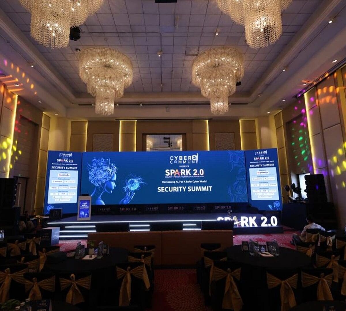 "Elegant stage setup for a security summit."
